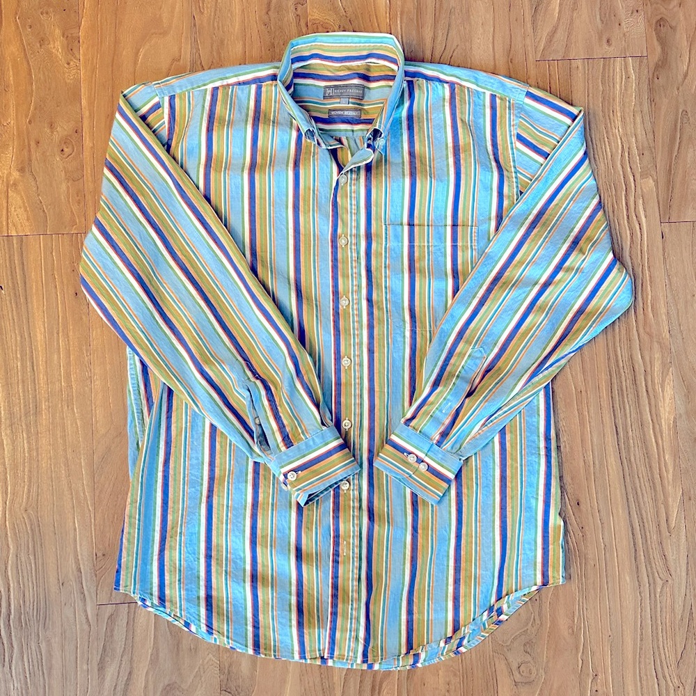 **HICKEY FREEMAN** striped Oxford button down SIZE LARGE